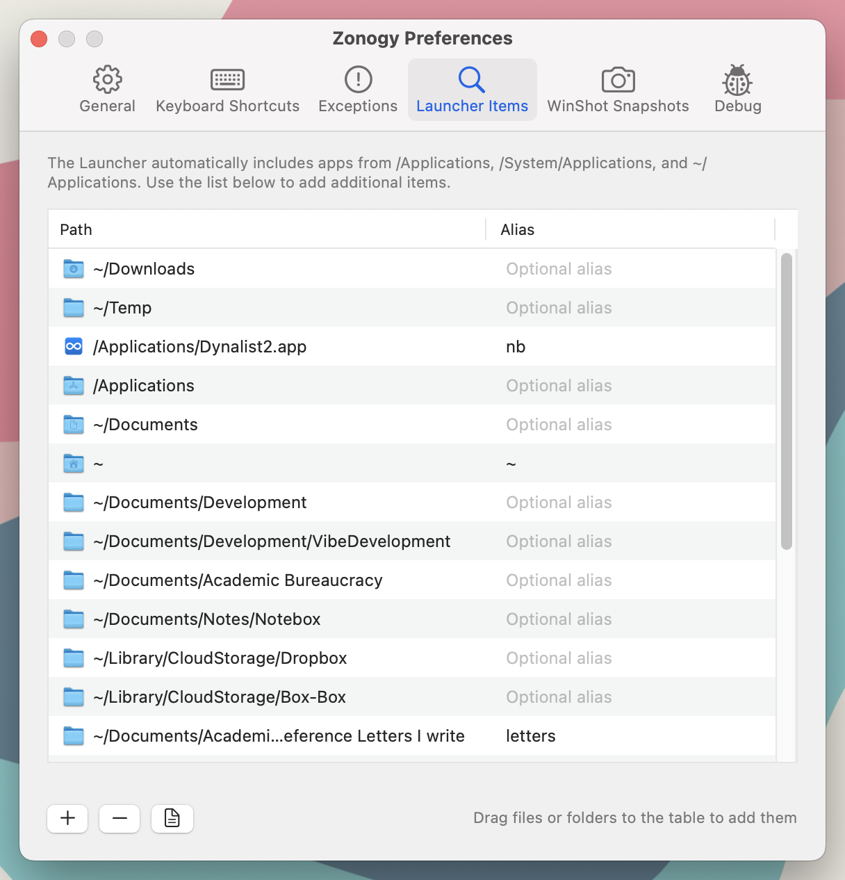 Launcher Preferences window